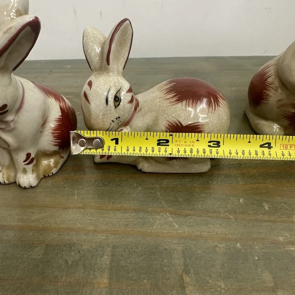 Lot Of 3 Staffordshire Style Bunny Rabbit Small Porcelain Figurine 3-4